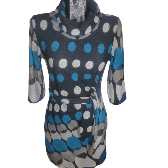 Unik Tunik Polka Dot Cowl Neck Dress M - Picture 1 of 6